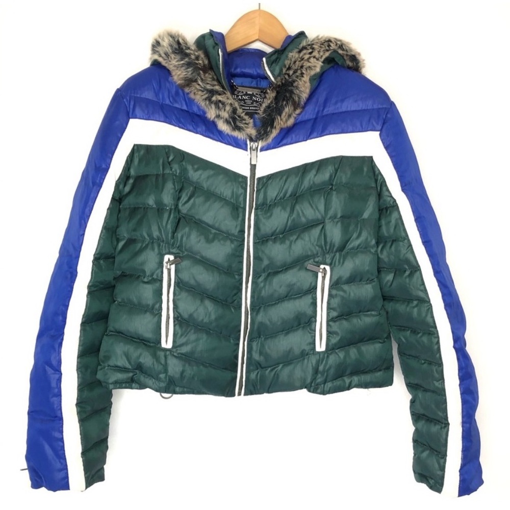 Blanc Noir Vintage Down Feather Puffer Jacket S blue